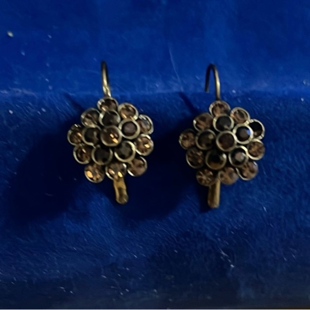 Brown Crystal Flower Earrings